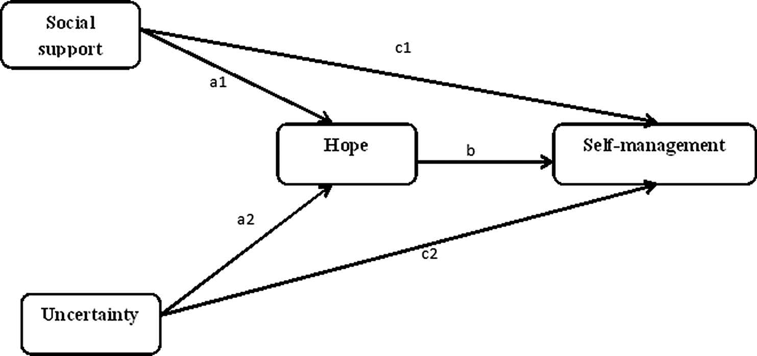 The mediating role of hope in the relation between uncertainty and social support with self-management among patients with ESKD undergoing hemodialysis
