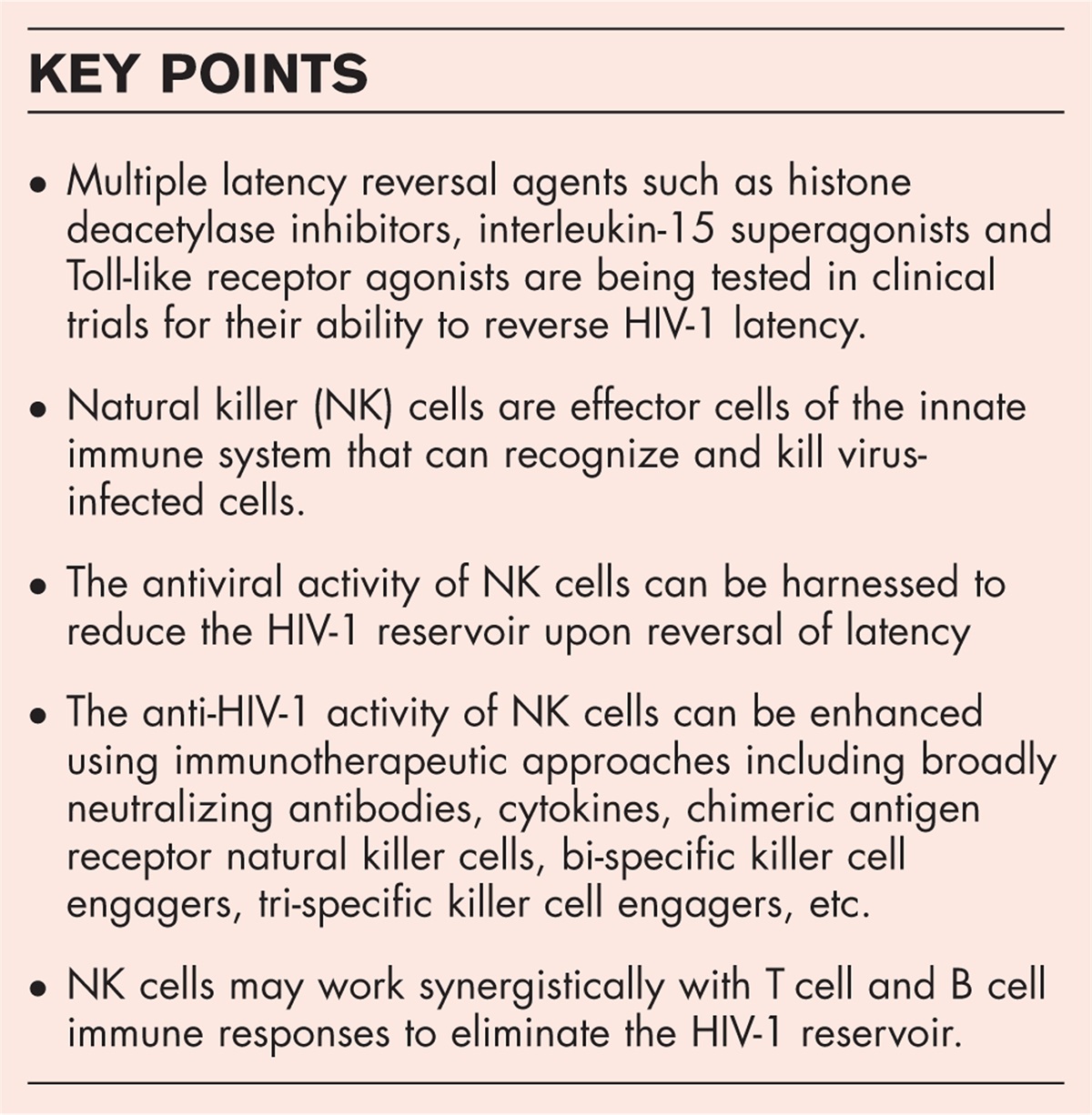 Harnessing natural killer cells to target HIV-1 persistence