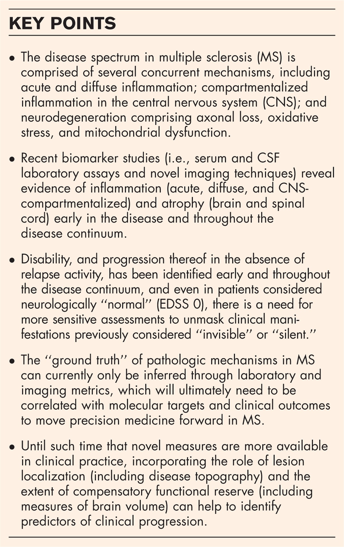 Understanding multiple sclerosis as a disease spectrum: above and below the clinical threshold