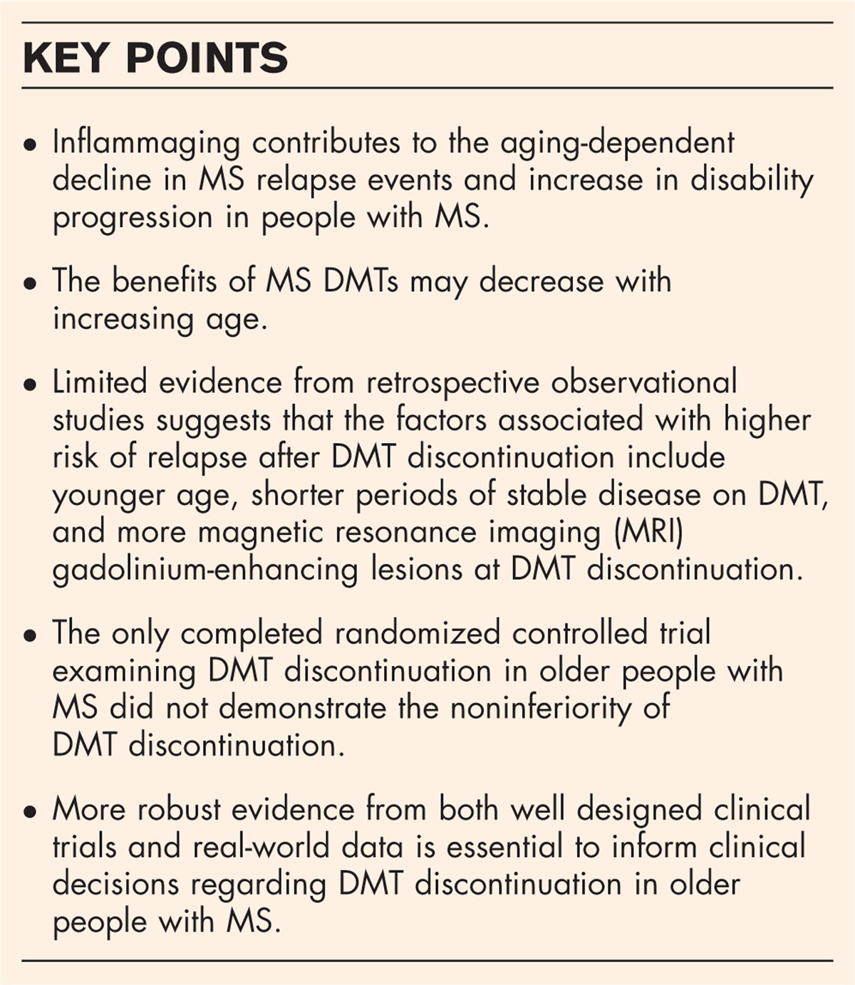 Treatment discontinuation in older people with multiple sclerosis