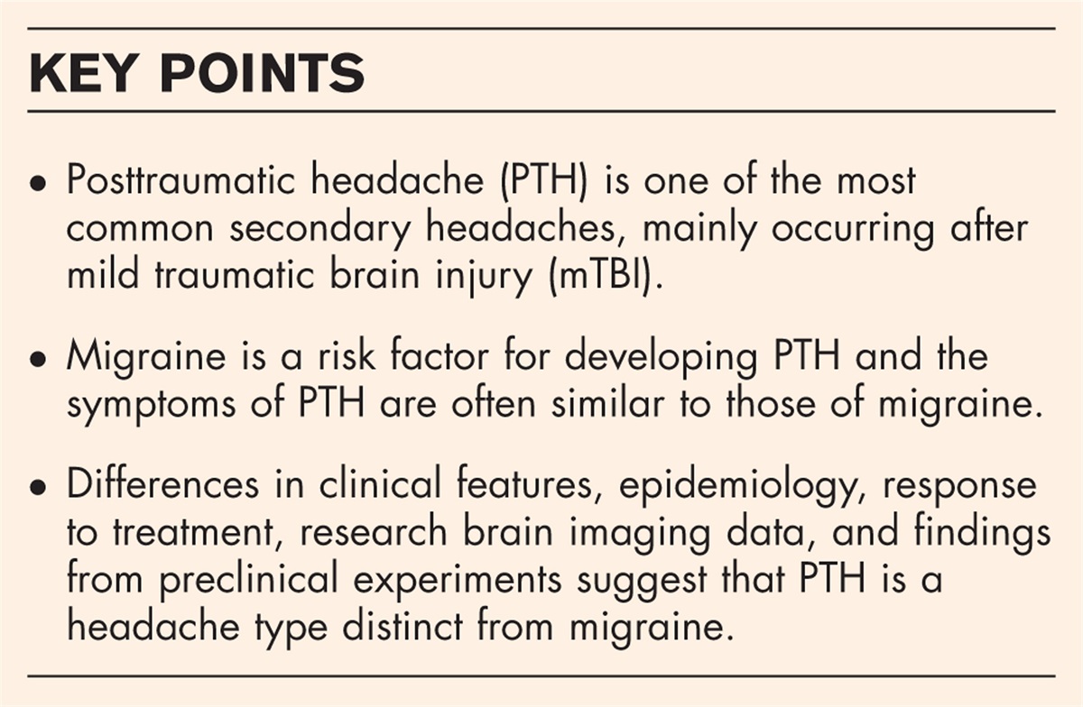 Posttraumatic headache is a distinct headache type from migraine