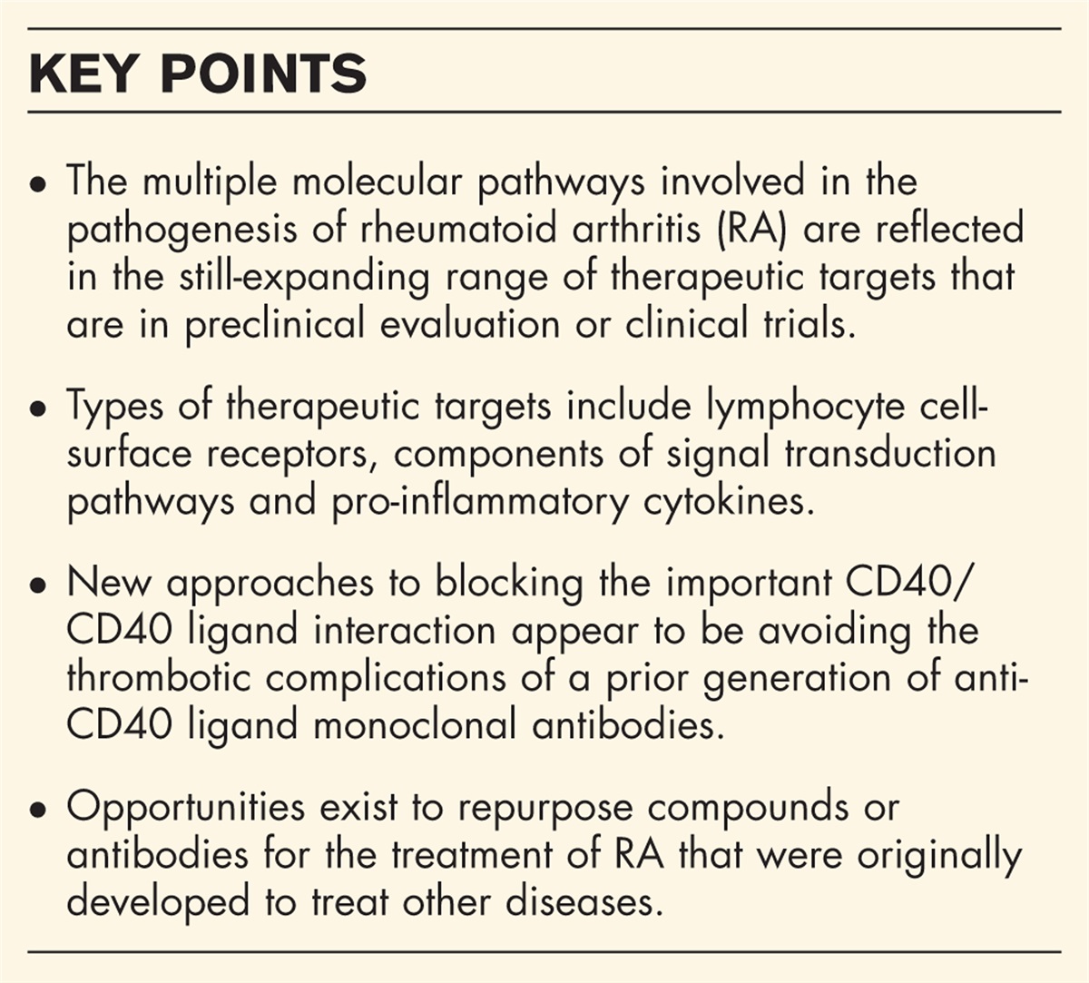 New molecular targets in the treatment of rheumatoid arthritis