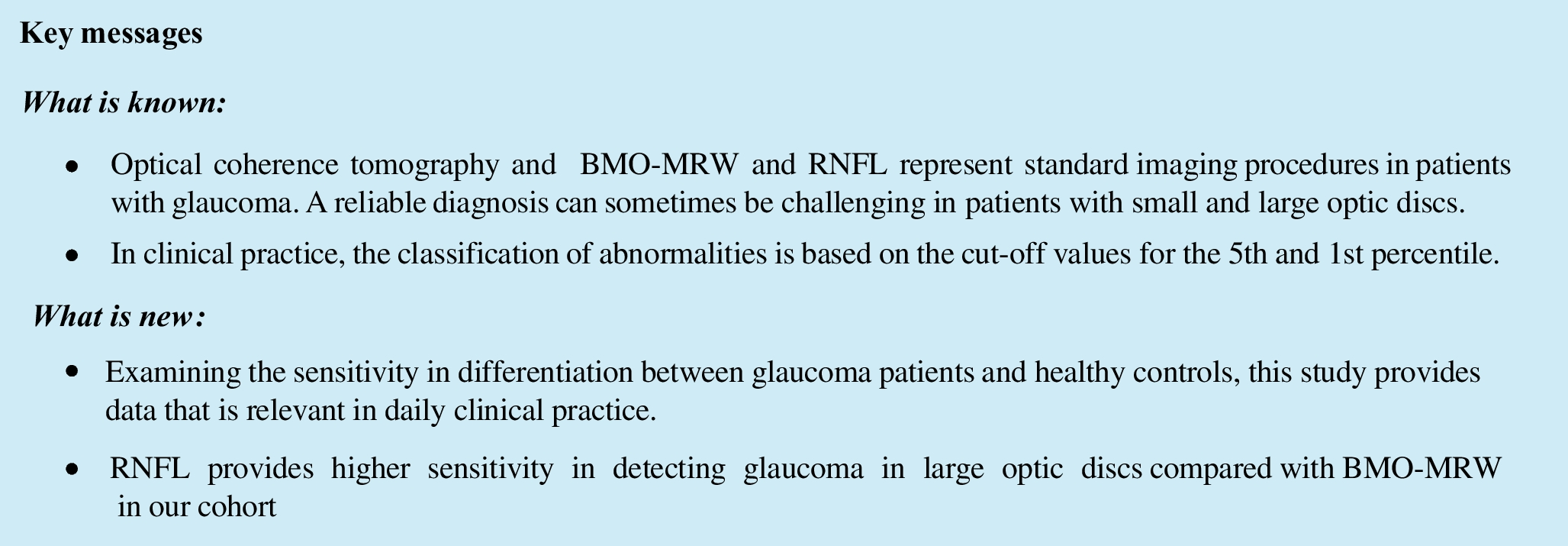 Accuracy of Bruch’s membrane opening minimum rim width and retinal nerve fiber layer thickness in glaucoma diagnosis depending on optic disc size
