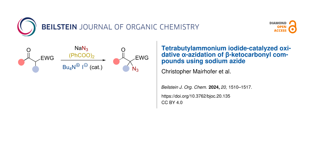 Tetrabutylammonium iodide-catalyzed oxidative α-azidation of β-ketocarbonyl compounds using sodium azide