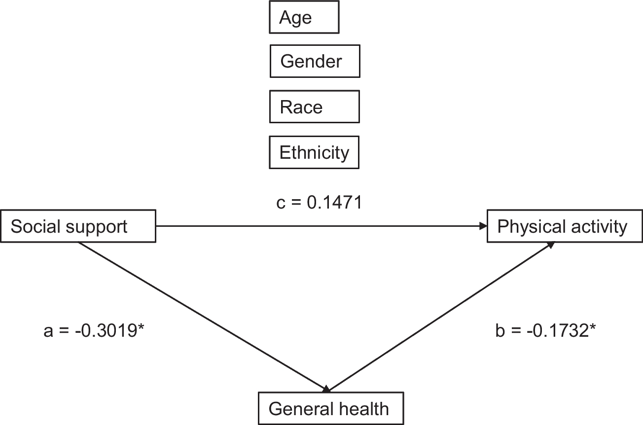 Social support and physical activity: does general health matter?