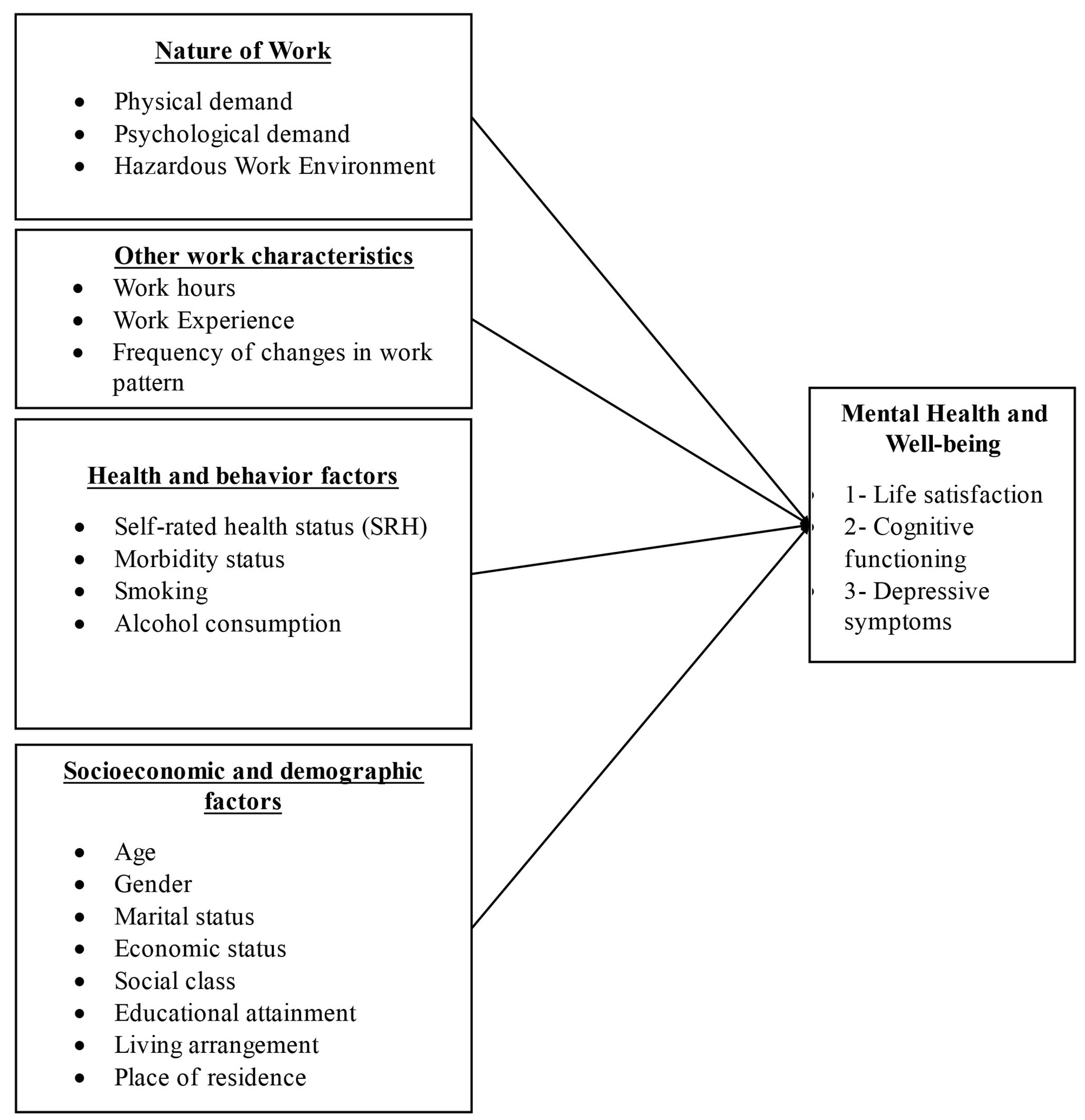Association of nature of work and work-related characteristics with cognitive functioning, life satisfaction and depression among Indian ageing adults