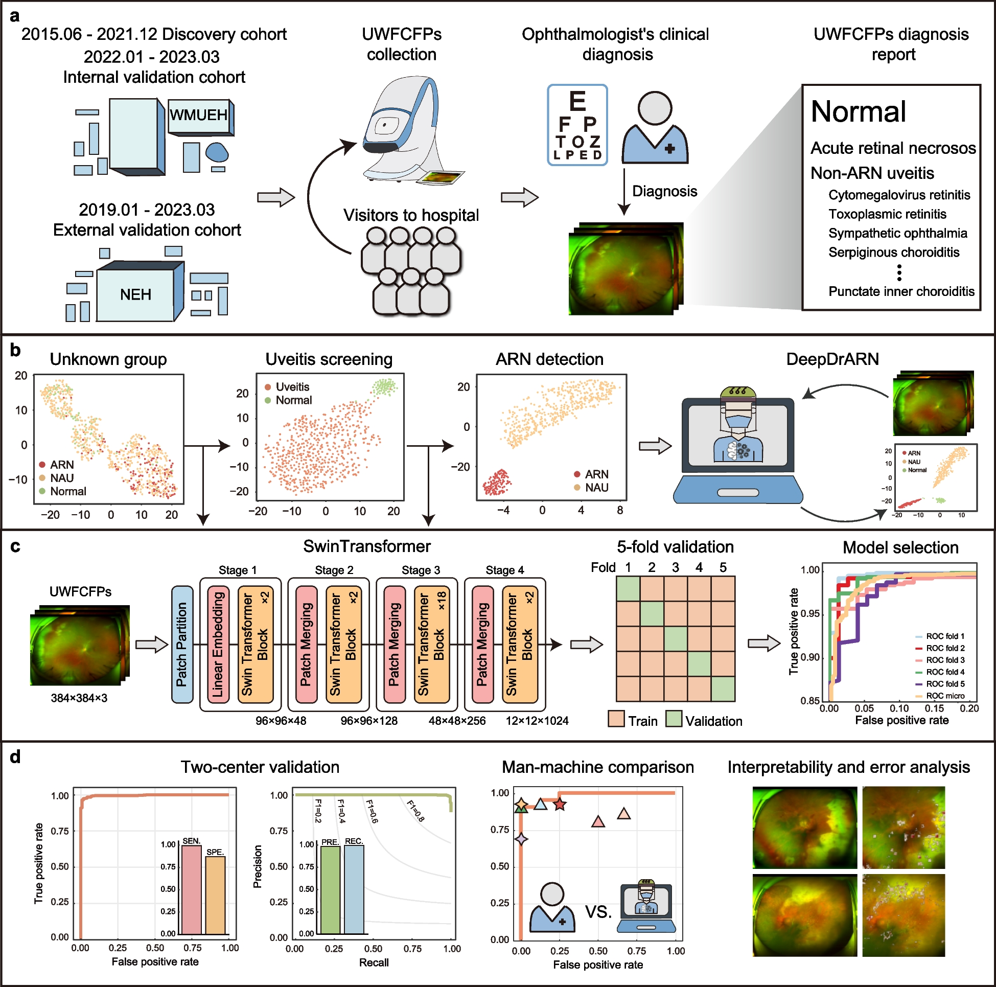 Automated early detection of acute retinal necrosis from ultra-widefield color fundus photography using deep learning