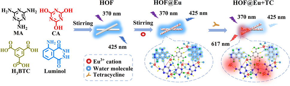 A europium (III) functionalized hydrogen-bonded organic framework for sensitively ratiometric fluorescent sensing of tetracycline