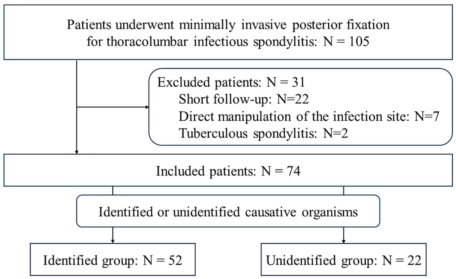 Impact of causative organism identification on clinical outcomes after minimally invasive posterior fixation for thoracolumbar pyogenic spondylitis: multicenter retrospective cohort study