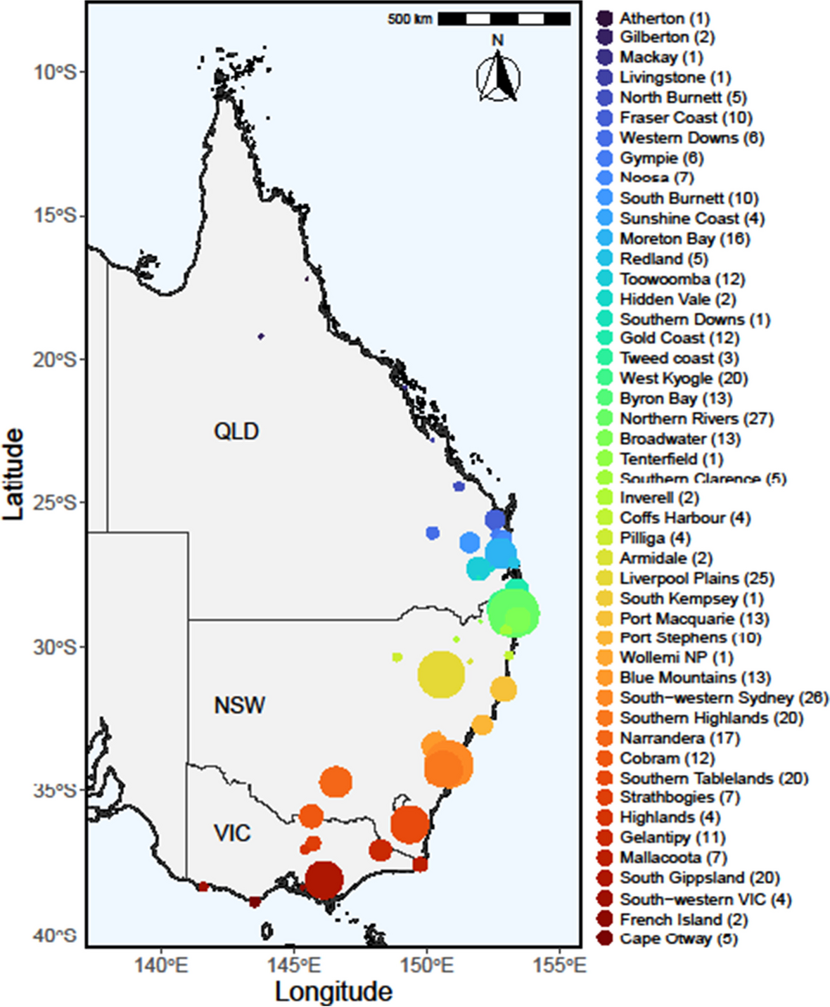Spatial variation in toll-like receptor diversity in koala populations across their geographic distribution