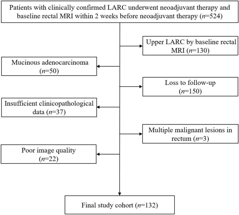 Predicting disease-free survival in locally advanced rectal cancer using a prognostic model based on pretreatment b-value threshold map and postoperative pathologic features
