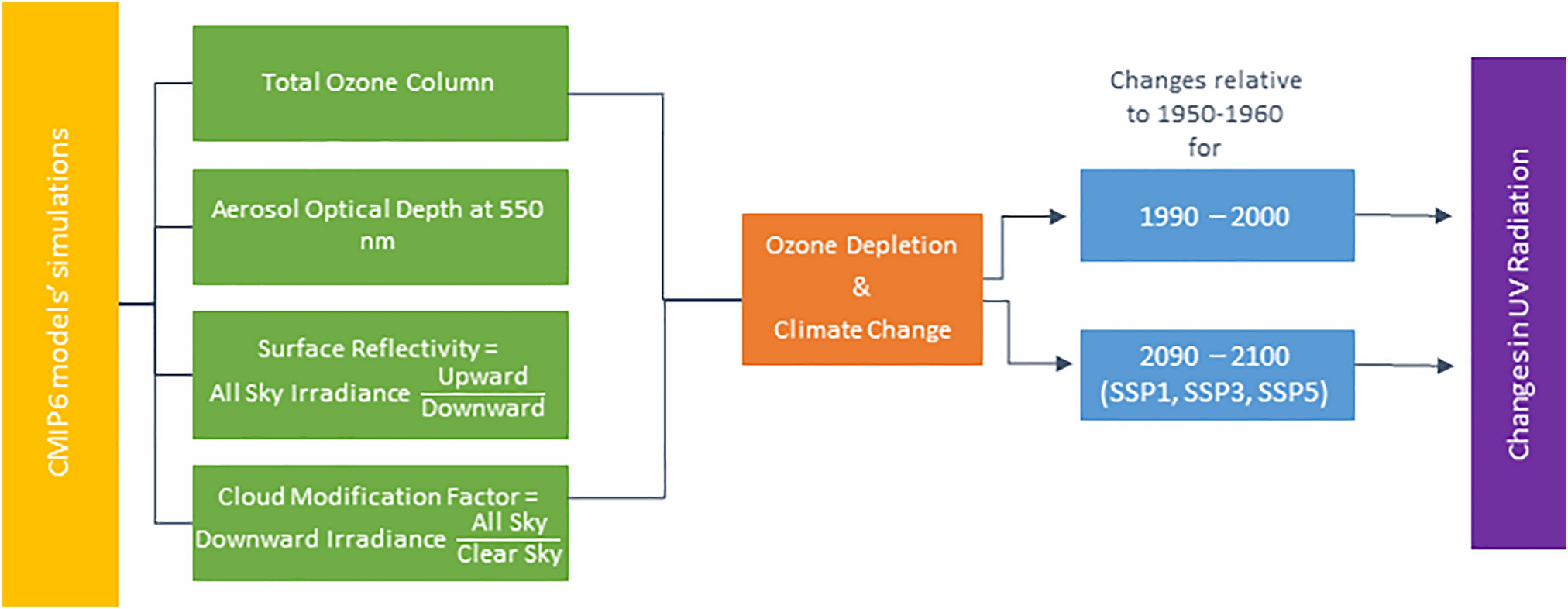 21st century surface UV radiation changes deduced from CMIP6 models: part I—evolution of major influencing factors