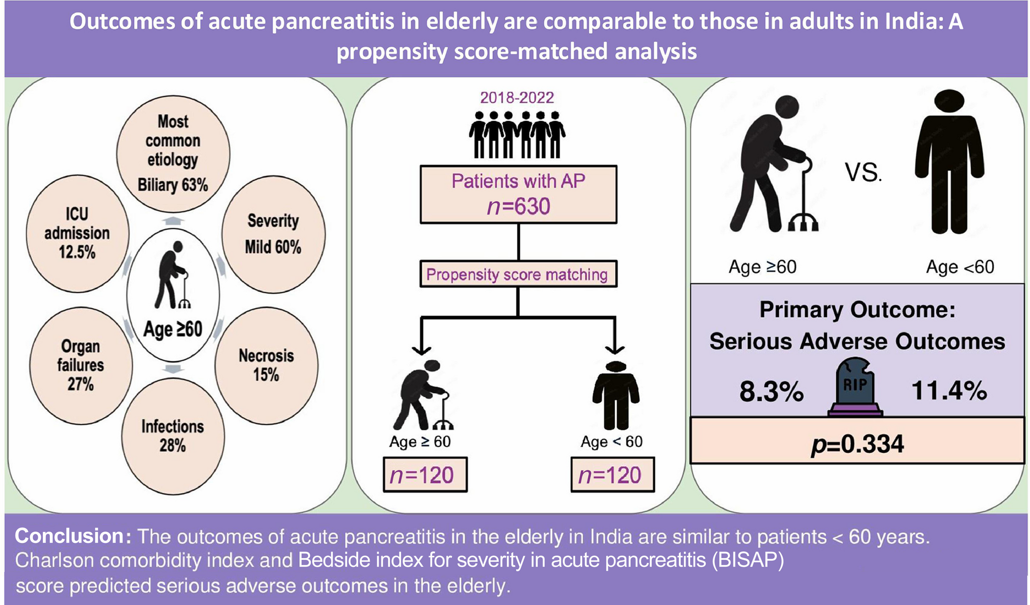 Outcomes of acute pancreatitis in elderly are comparable to those in adults in India: A propensity score-matched analysis