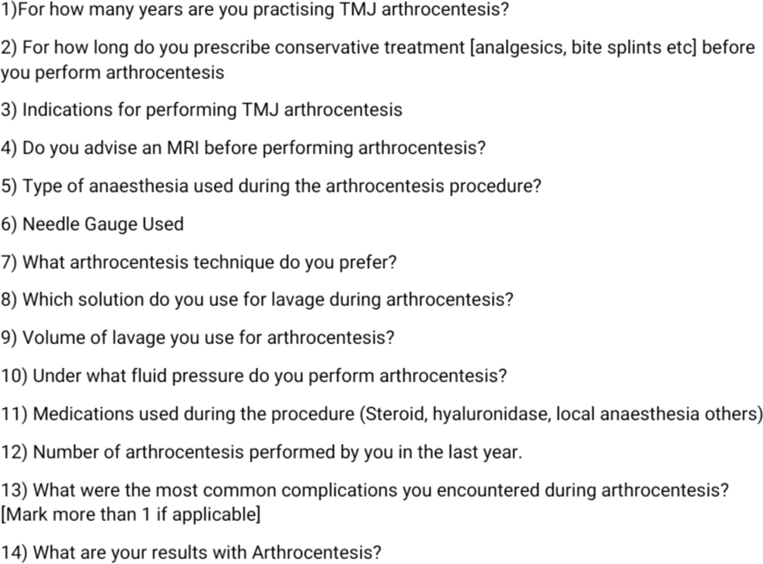 Current Status of TMJ Arthrocentesis in India