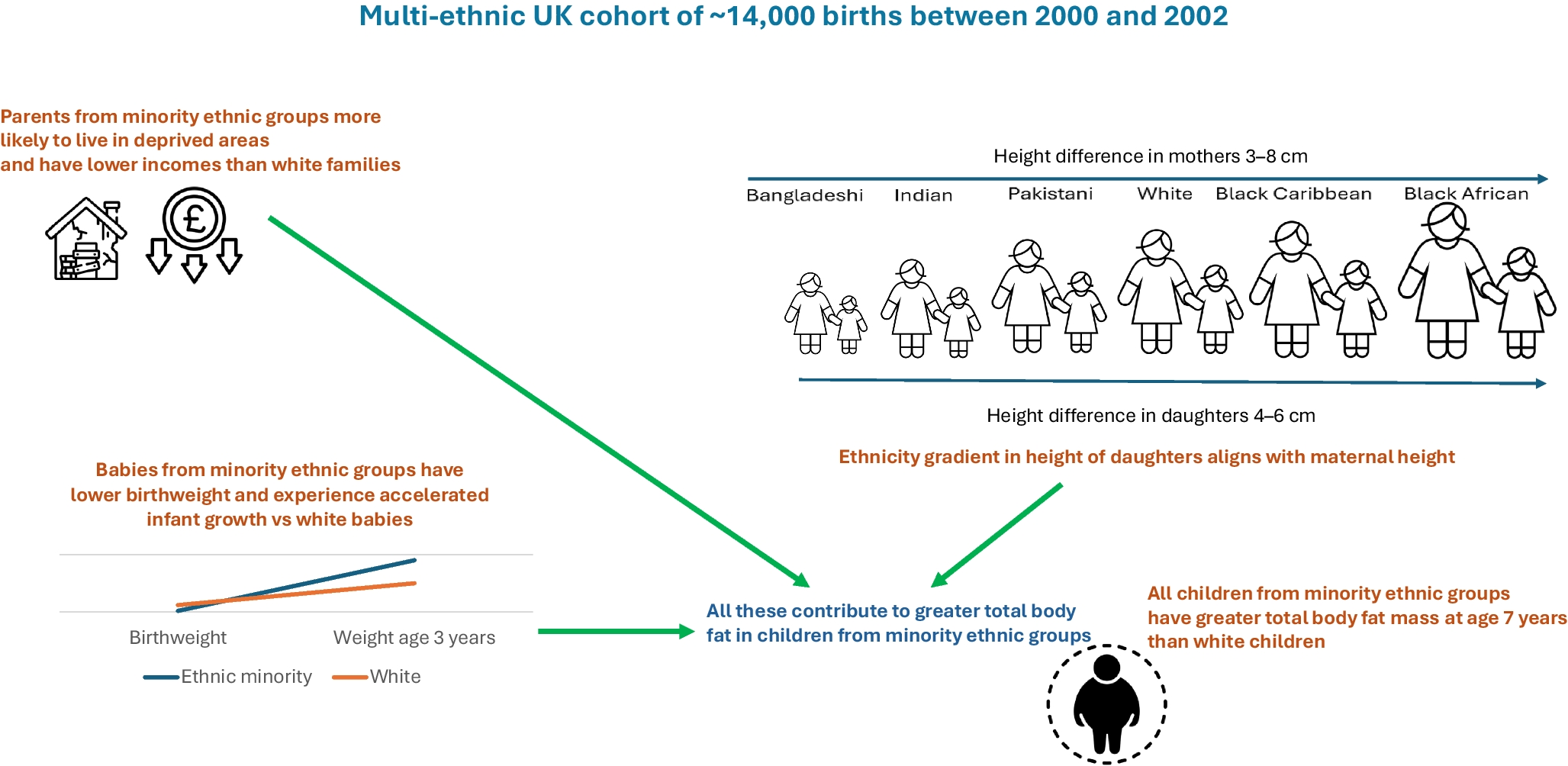 Diabetogenic elevated childhood total fat in South Asian and Black African/Caribbean people relates to adverse early life growth and low socioeconomic position compared with White people in the UK