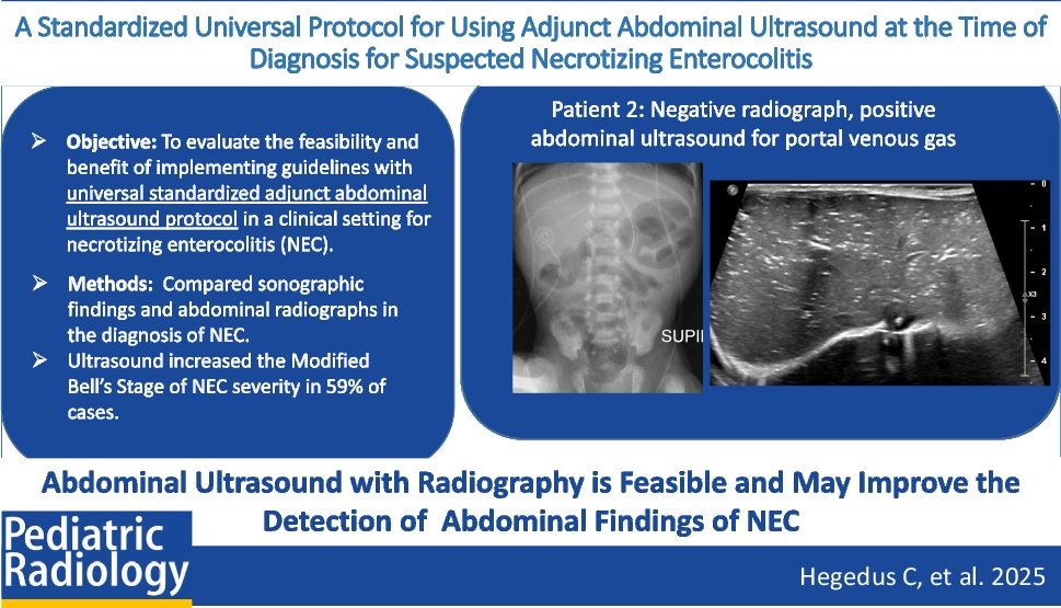 A standardized universal protocol for using adjunct abdominal ultrasound at the time of diagnosis for suspected necrotizing enterocolitis