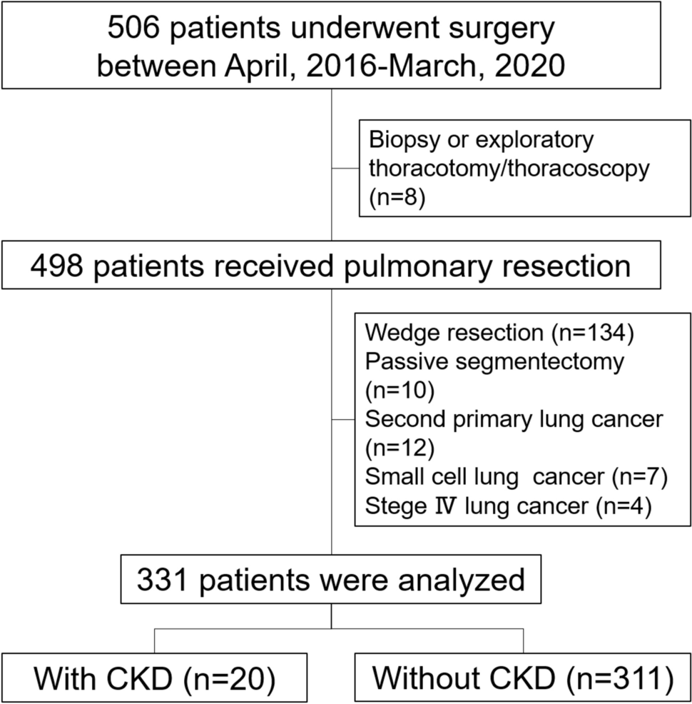 Postoperative outcomes of pulmonary resection in patients with non small-cell lung cancer with chronic kidney disease: a retrospective study