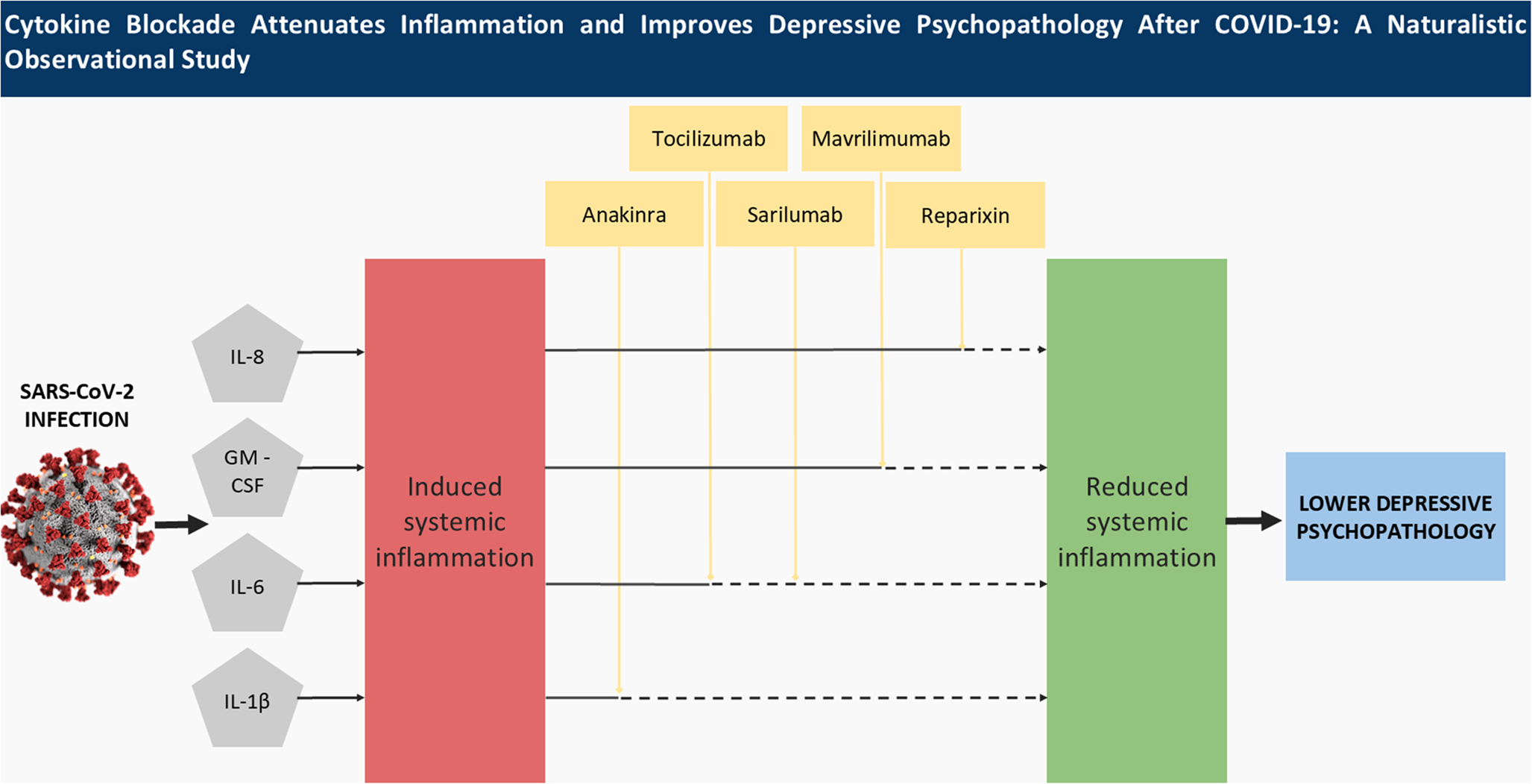 Cytokine Blockade Attenuates Inflammation and Improves Depressive Psychopathology After COVID-19: A Naturalistic Observational Study