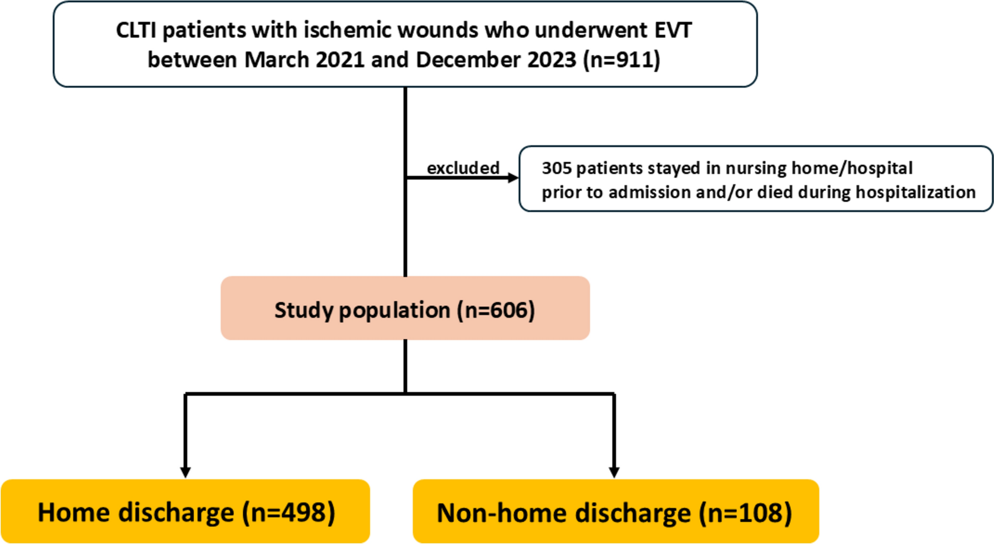 Association between discharge destination and medium-term mortality in patients with chronic limb-threatening ischemia after endovascular therapy: results of the DENEB study