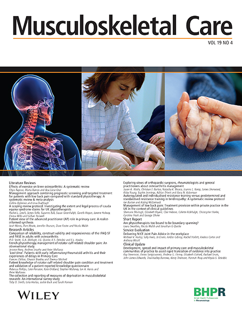 The collection and reporting of measures of deprivation in musculoskeletal research: An international survey study