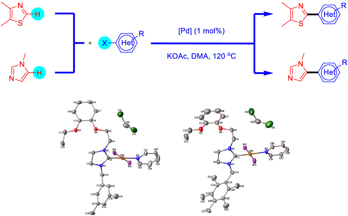 4,5‐Dihydro‐imidazol‐2‐ylidene‐linked palladium complexes as catalysts for the direct CH bond arylation of azoles