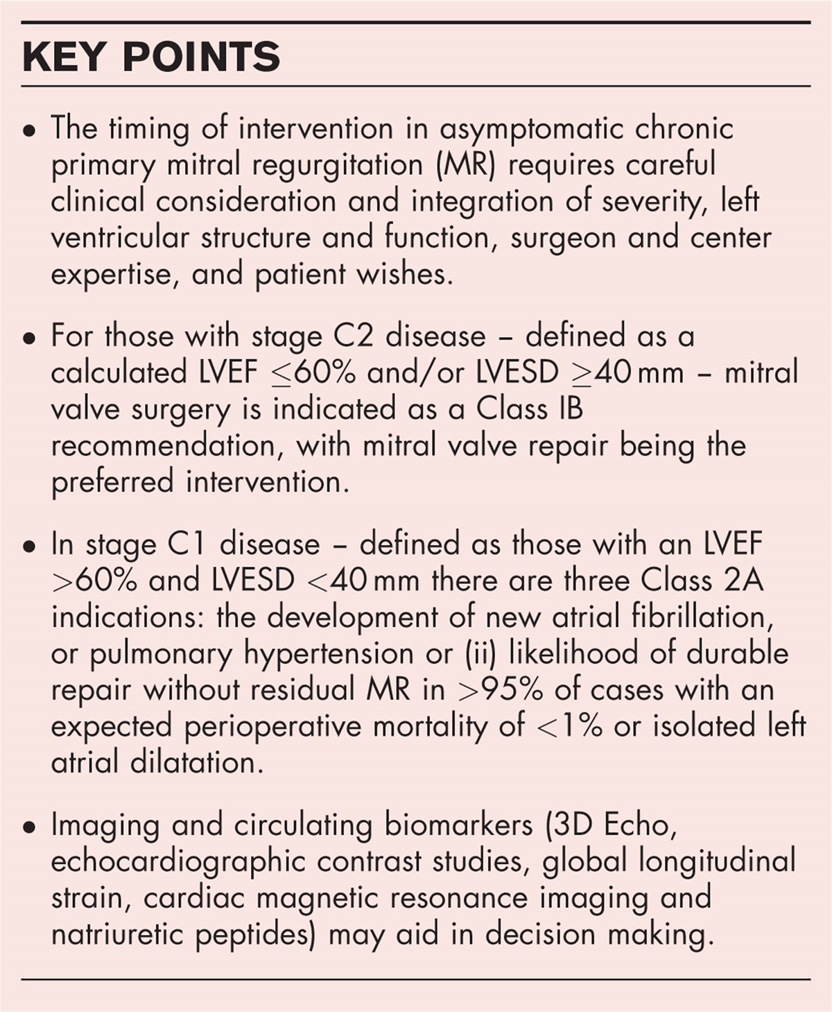 Is there a role for biomarkers in asymptomatic severe chronic primary mitral regurgitation?