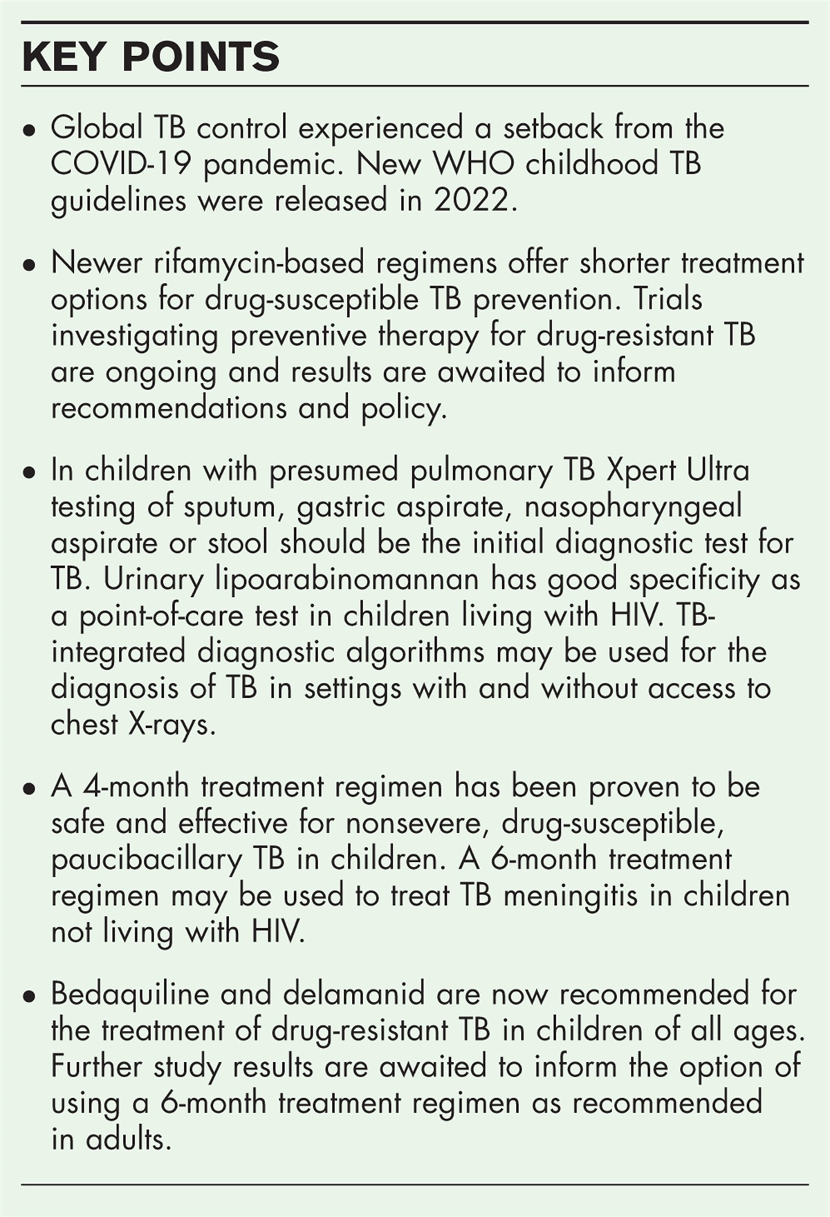 What's new in childhood tuberculosis