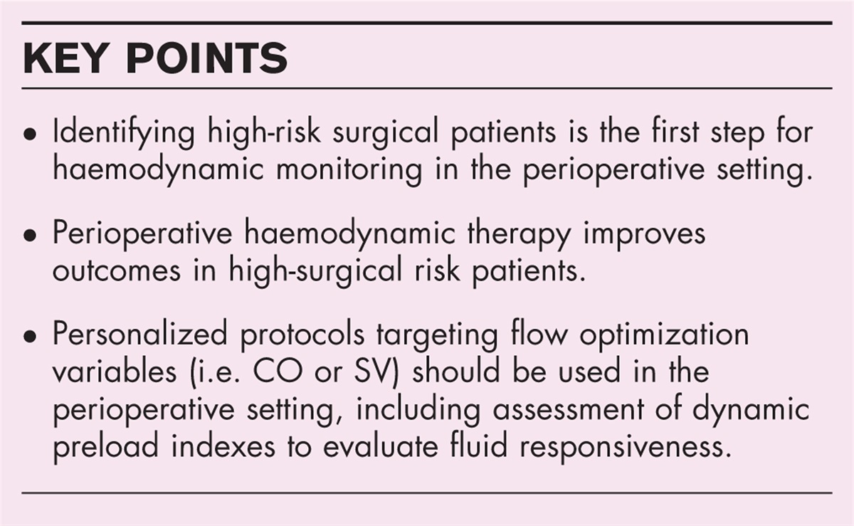 Haemodynamic monitoring in the perioperative setting