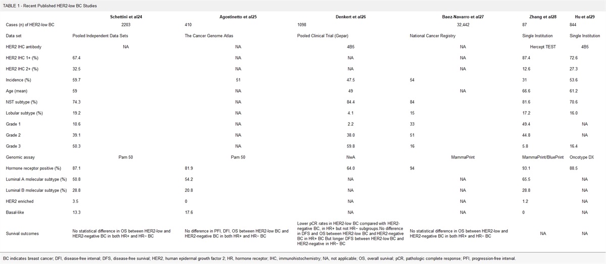 The Significance of Recognition of Human Epidermal Growth Factor 2 Low in Breast Cancer Therapy