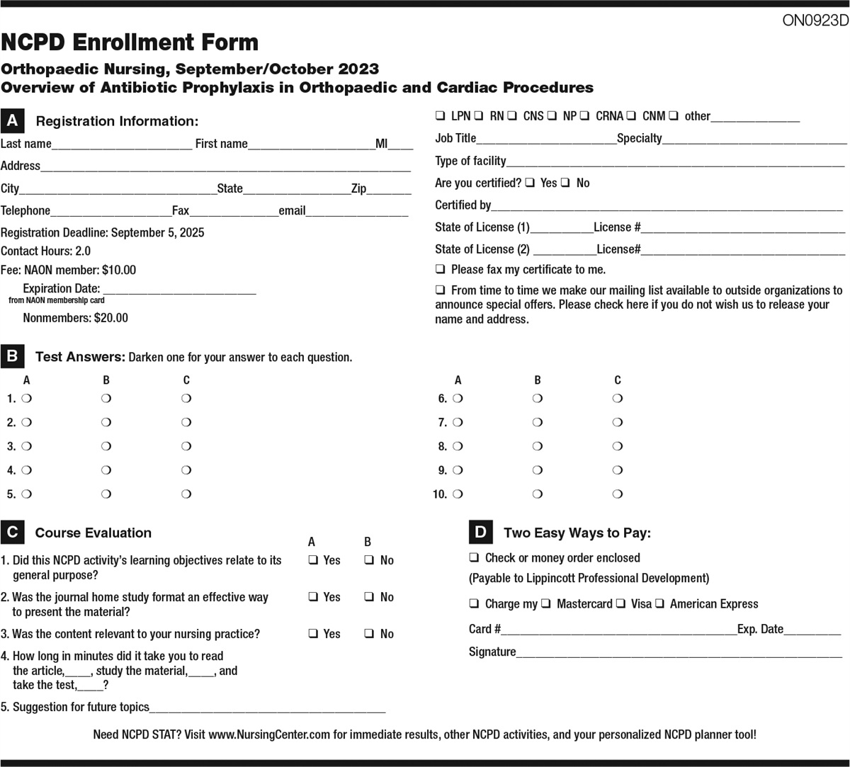 NCPD Tests: Overview of Antibiotic Prophylaxis in Orthopaedic and Cardiac Procedures