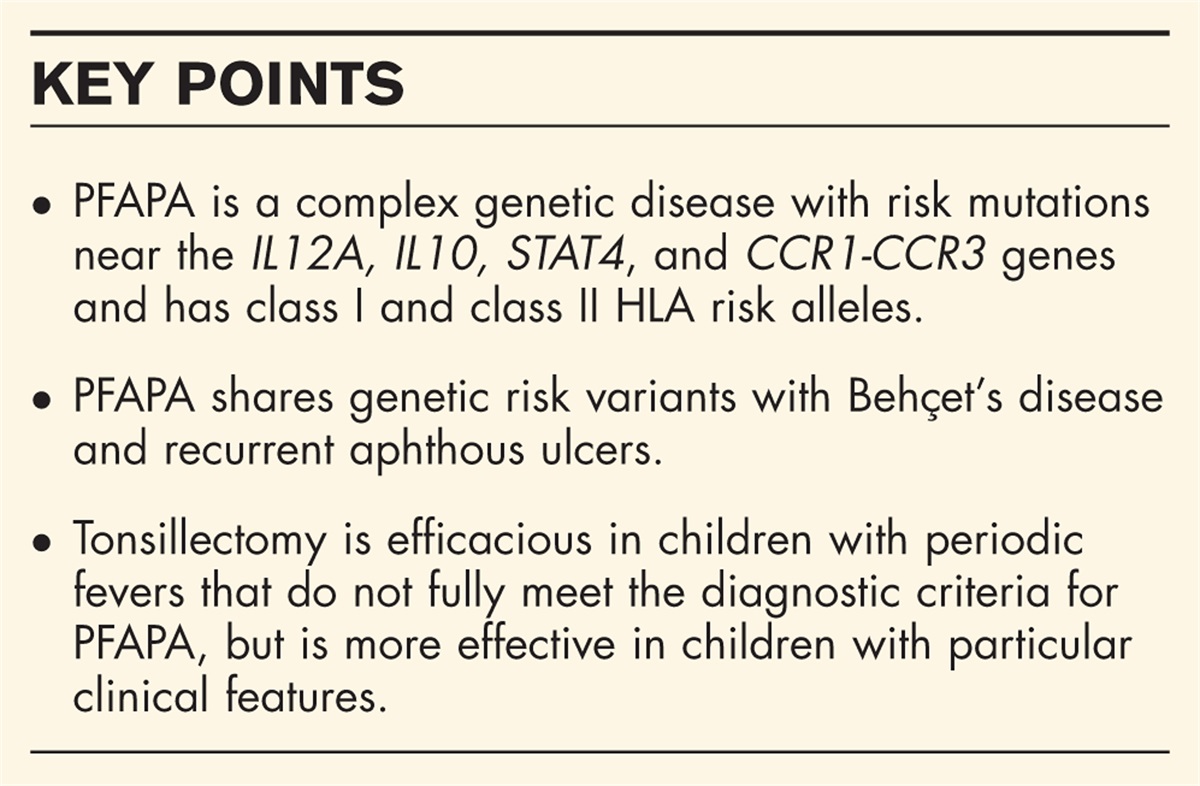 What is PFAPA syndrome? Genetic clues about the pathogenesis