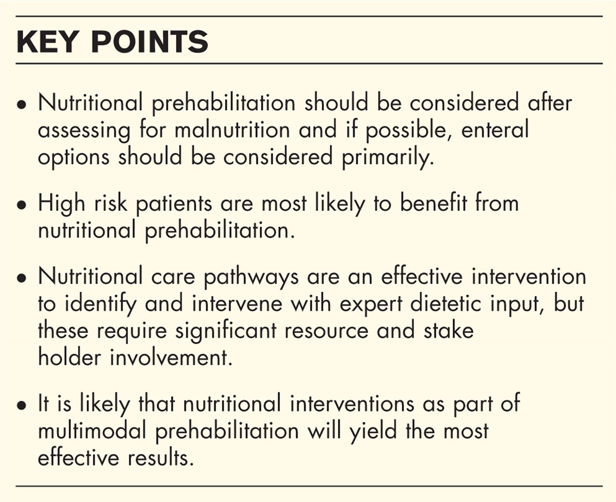 Nutritional interventions in prehabilitation for cancer surgery