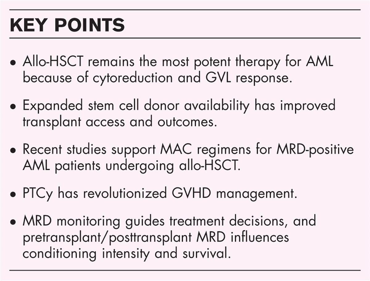 Recent advances in allogeneic transplantation for acute myeloid leukemia